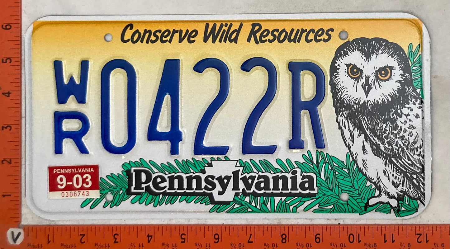2003 Pennsylvania #W/R 0422R Passenger License Plate