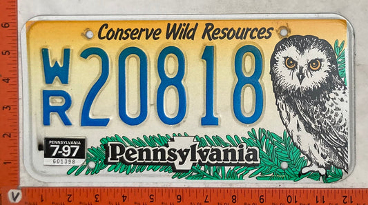 1997 Pennsylvania #W/R 20818 Passenger License Plate