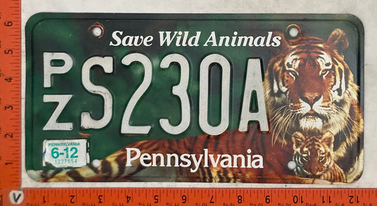 2012 Pennsylvania P/Z S230A Passenger License Plate
