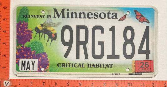 2026 Minnesota #9RG184 Passenger License Plate - Critical Habitat