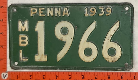 1939 Pennsylvania #1966 Motorboat License Plate