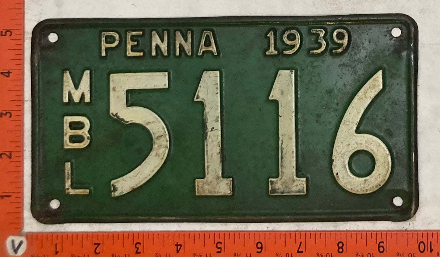 1939 Pennsylvania #5116 Motorboat License Plate