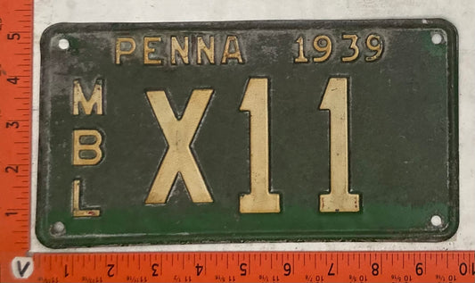 1939 Pennsylvania #X11 Motorboat License Plate (Dealer)