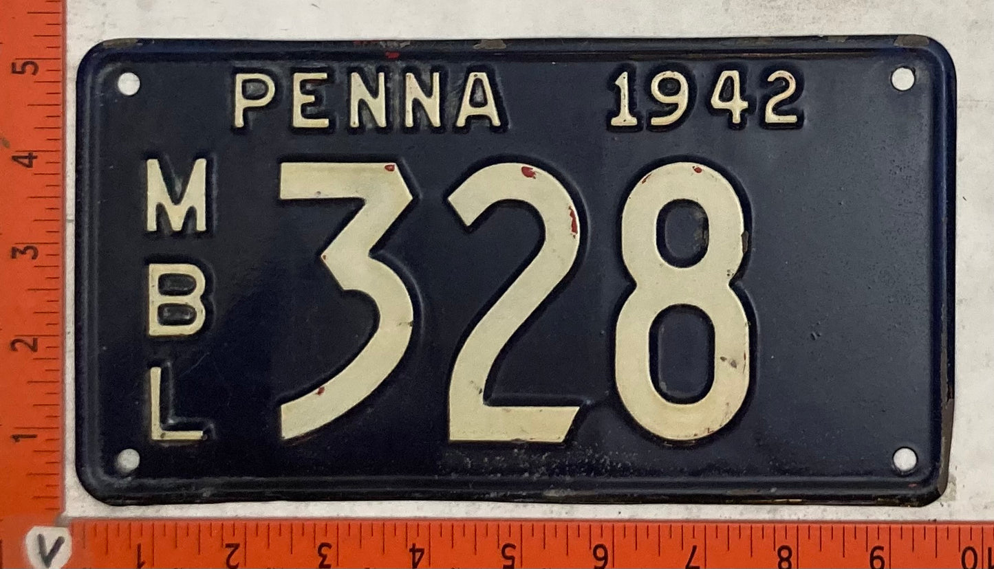 1942 Pennsylvania #328 Motorboat License Plate