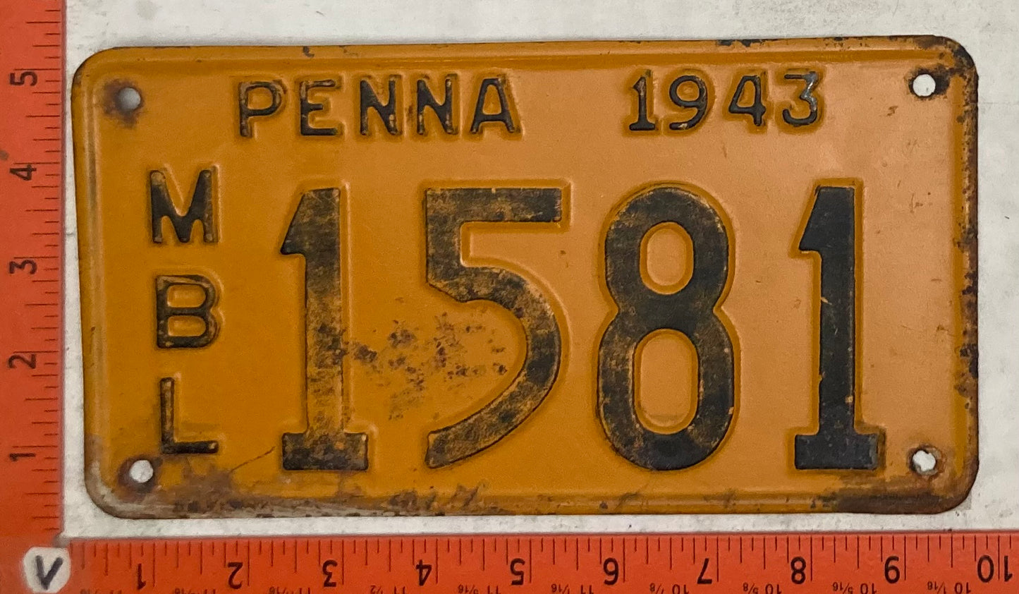1943 Pennsylvania #1581 Motorboat License Plate