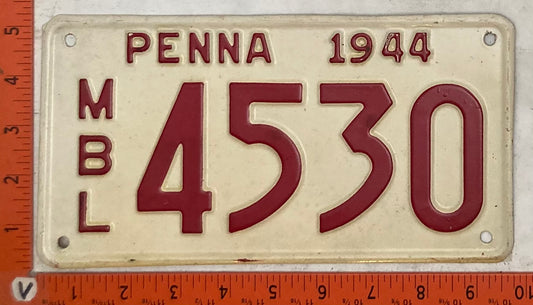 1944 Pennsylvania #4530 Motorboat License Plate