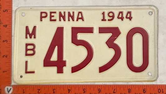 1944 Pennsylvania #4530 Motorboat License Plate