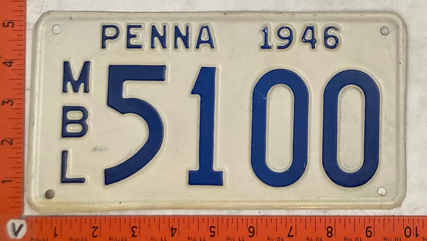 1946 Pennsylvania #5100 Motorboat License Plate