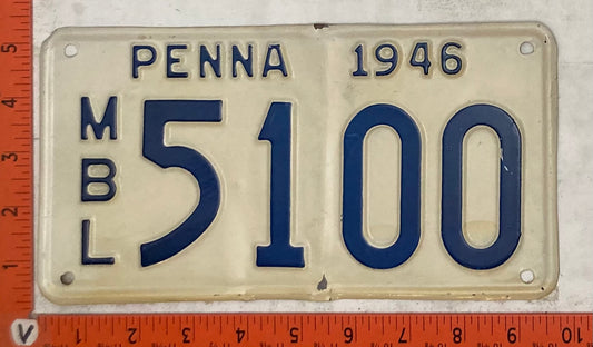 1946 Pennsylvania #5100 Motorboat License Plate