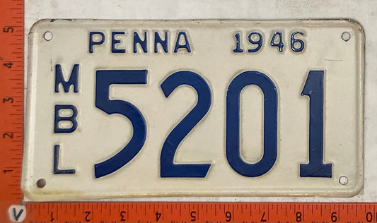 1946 Pennsylvania #5201 Motorboat License Plate