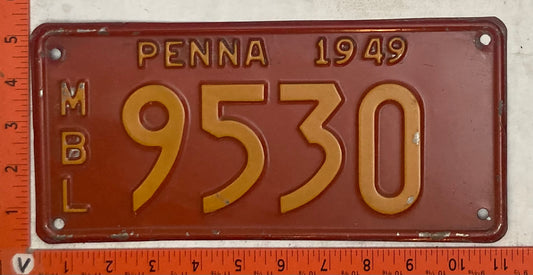 1949 Pennsylvania #9530 Motorboat License Plate