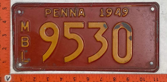 1949 Pennsylvania #9530 Motorboat License Plate
