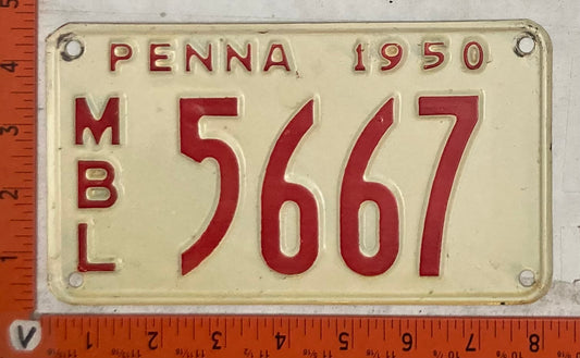 1950 Pennsylvania #5667 Motorboat License Plate