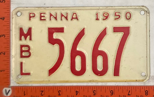 1950 Pennsylvania #5667 Motorboat License Plate