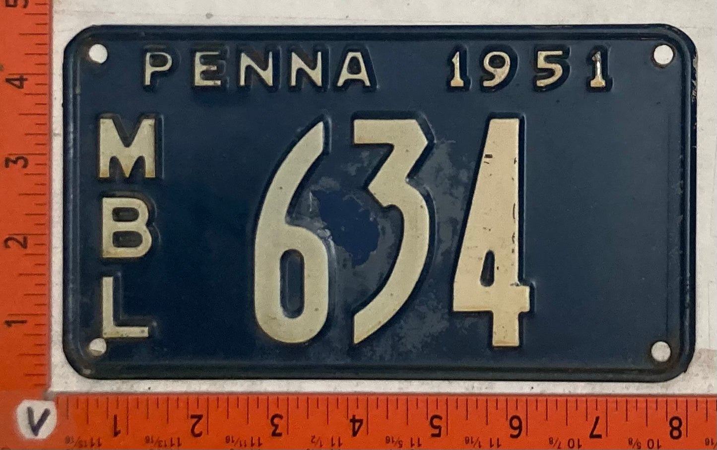 1951 Pennsylvania #634 Motorboat License Plate