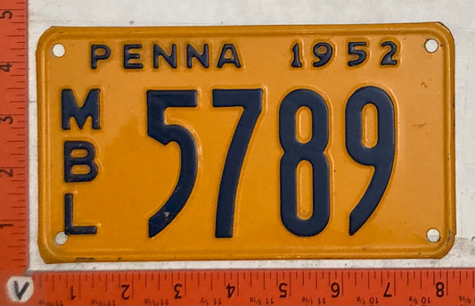 1952 Pennsylvania #5789 Motorboat License Plate