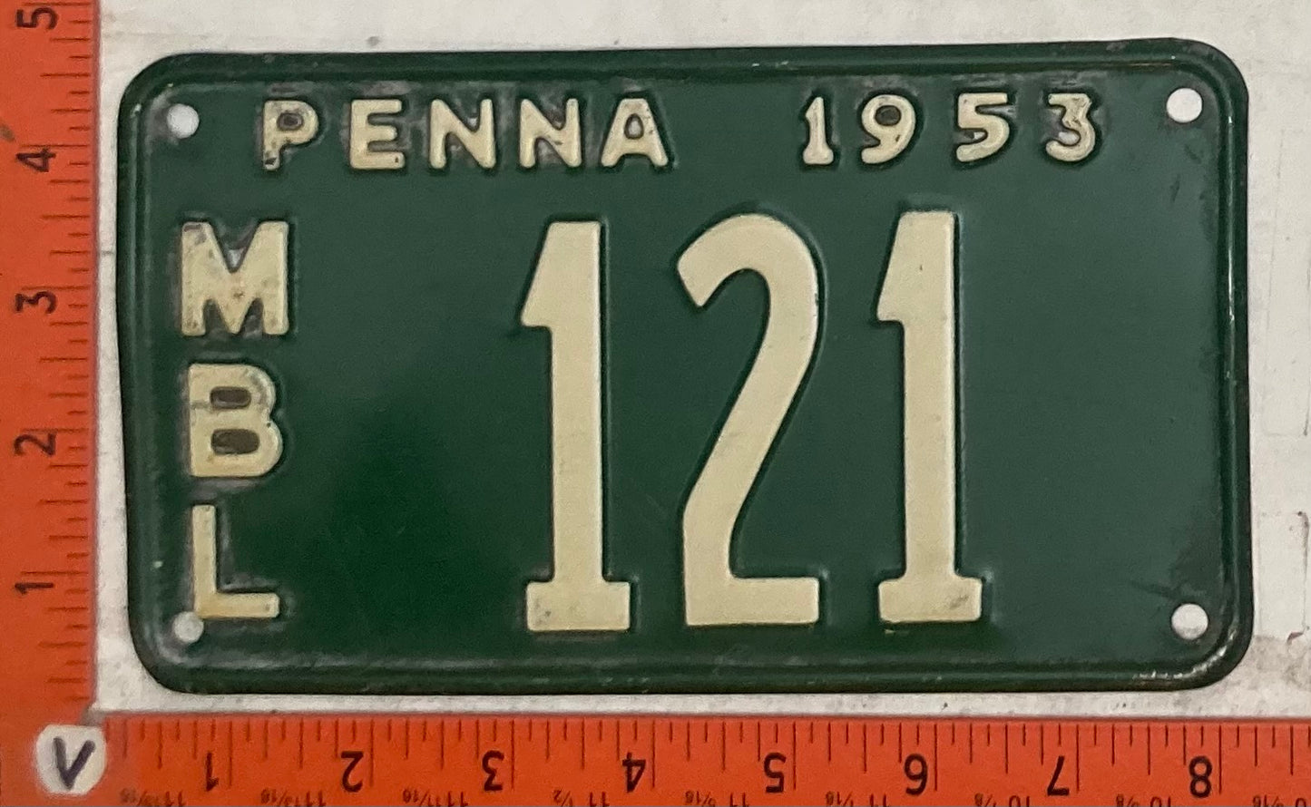 1953 Pennsylvania #121 Motorboat License Plate