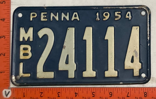 1954 Pennsylvania #24114 Motorboat License Plate