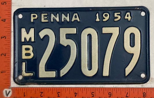 1954 Pennsylvania #25079 Motorboat License Plate