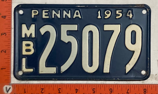 1954 Pennsylvania #25079 Motorboat License Plate