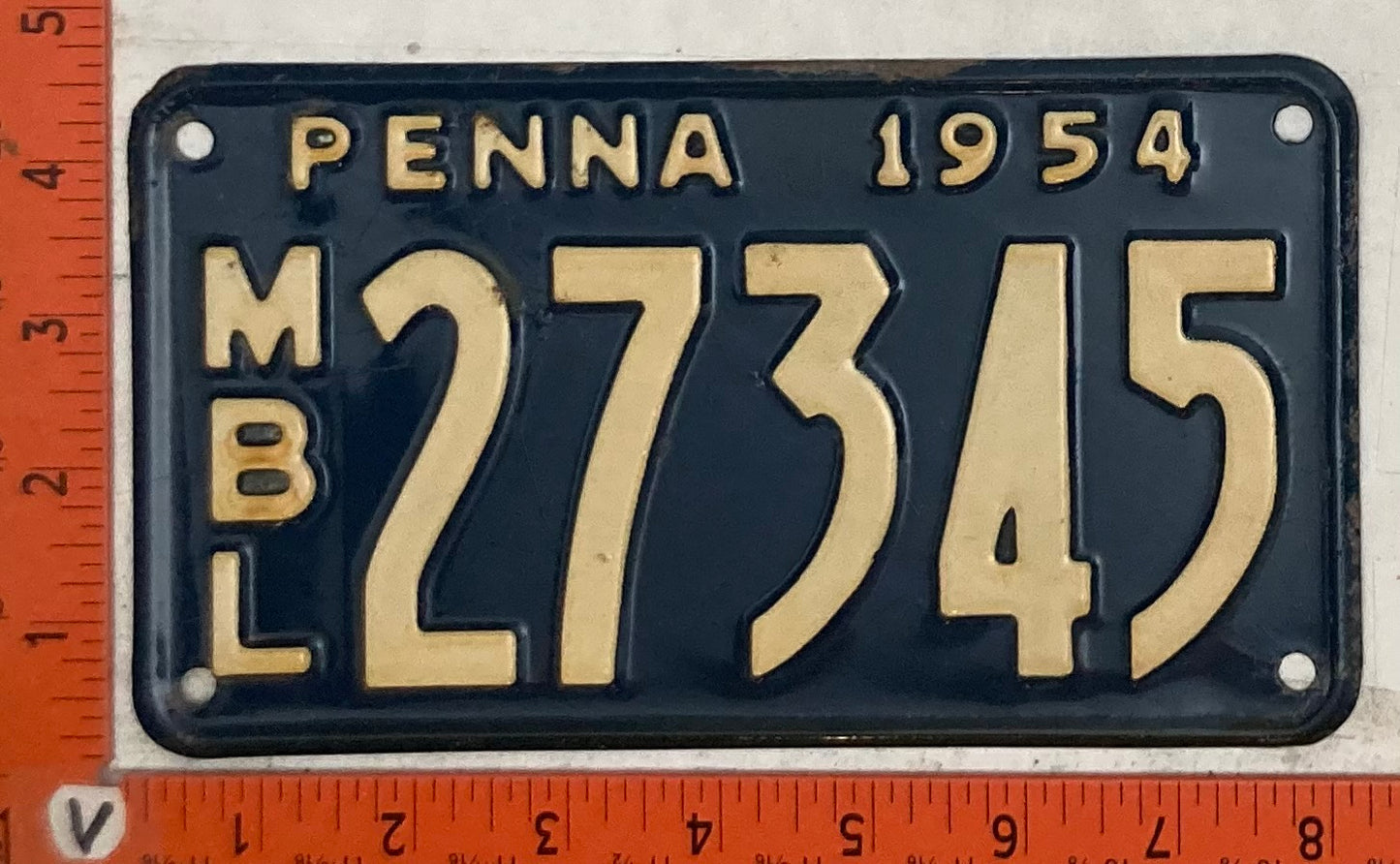 1954 Pennsylvania #27345 Motorboat License Plate