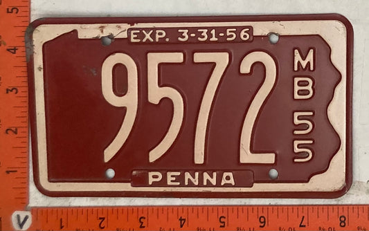 1955 Pennsylvania #9572 Motorboat License Plate