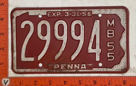 1955 Pennsylvania #29994 Motorboat License Plate