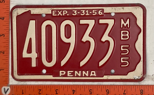 1955 Pennsylvania #40933 Motorboat License Plate