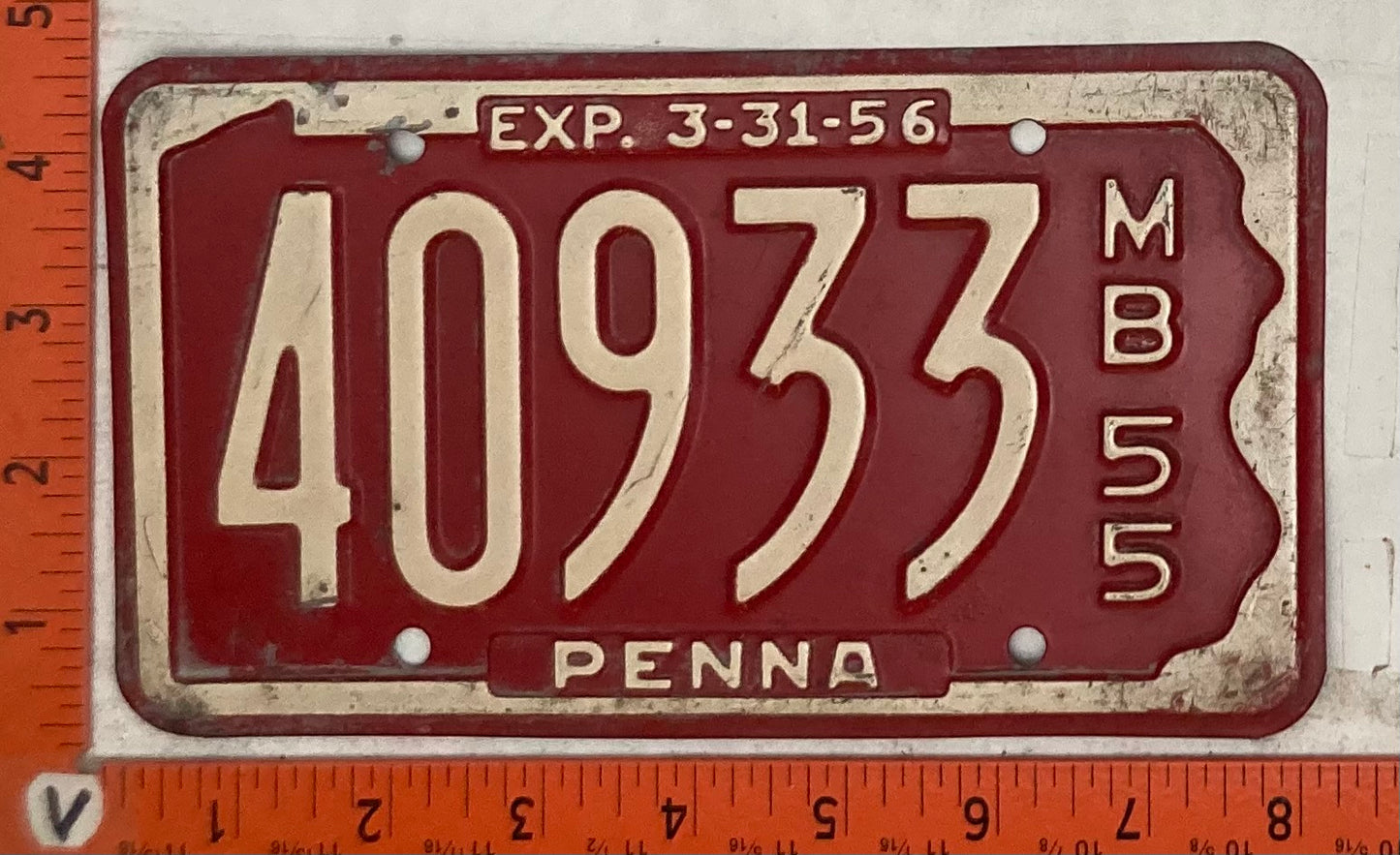1955 Pennsylvania #40933 Motorboat License Plate