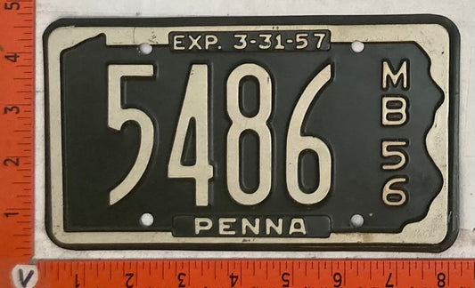 1956 Pennsylvania #5486 Motorboat License Plate