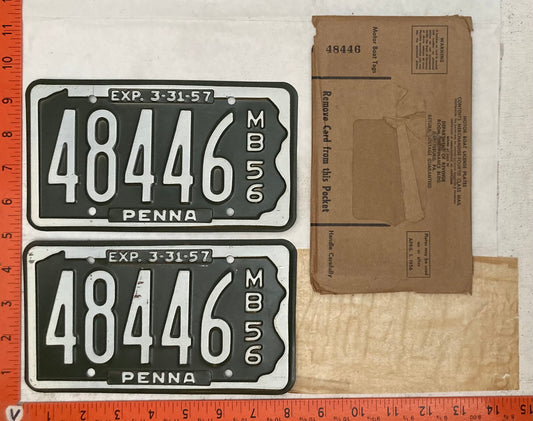 1956 Pennsylvania #48446 Motorboat License Plate (Pair with envelope)
