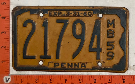 1959 Pennsylvania #21794 Motorboat License Plate