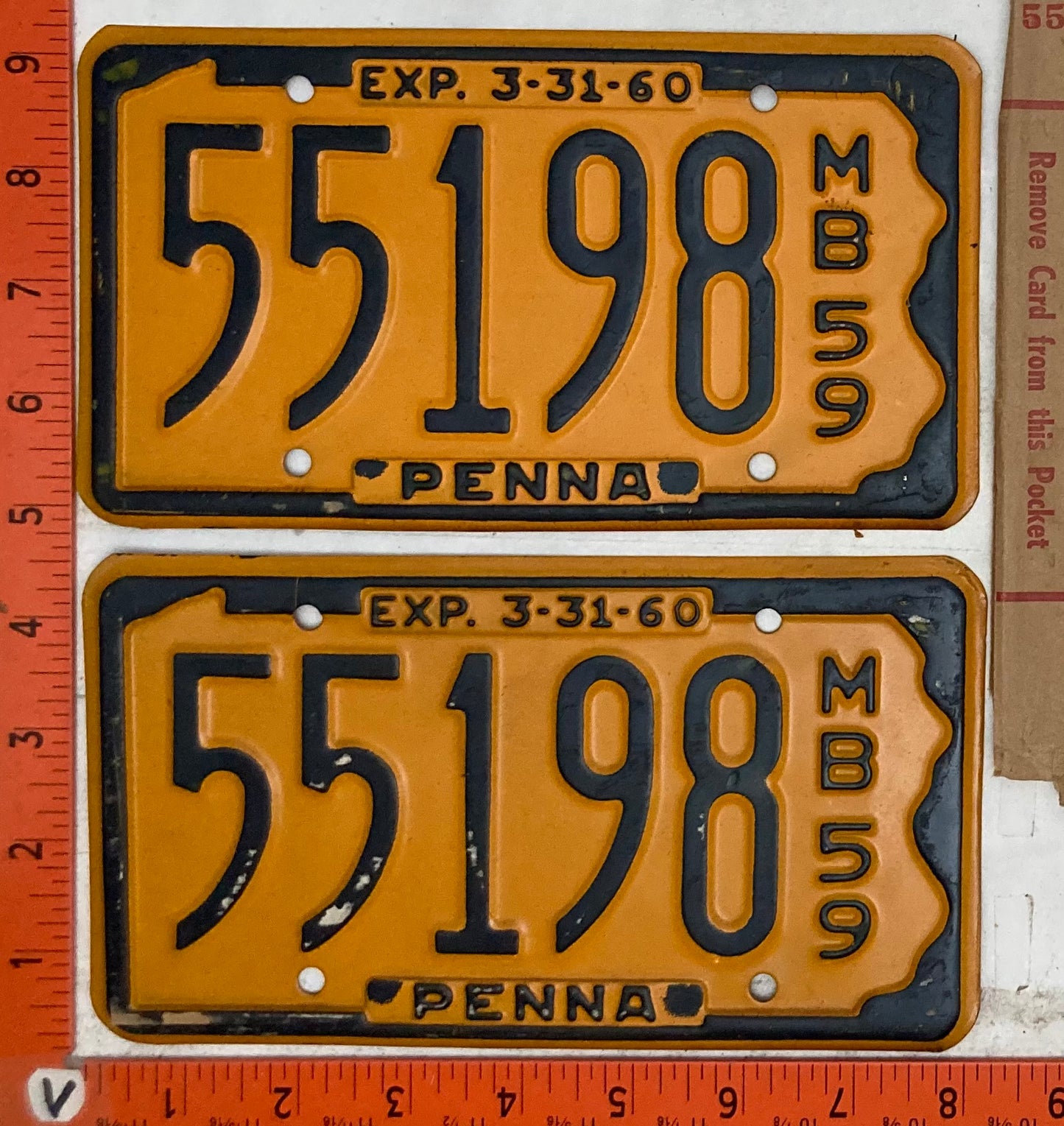 1959 Pennsylvania #55198 Motorboat License Plate (Pair with Envelope & Rules & Regulations Book))