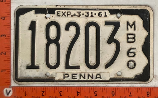 1960 Pennsylvania #18203 Motorboat License Plate