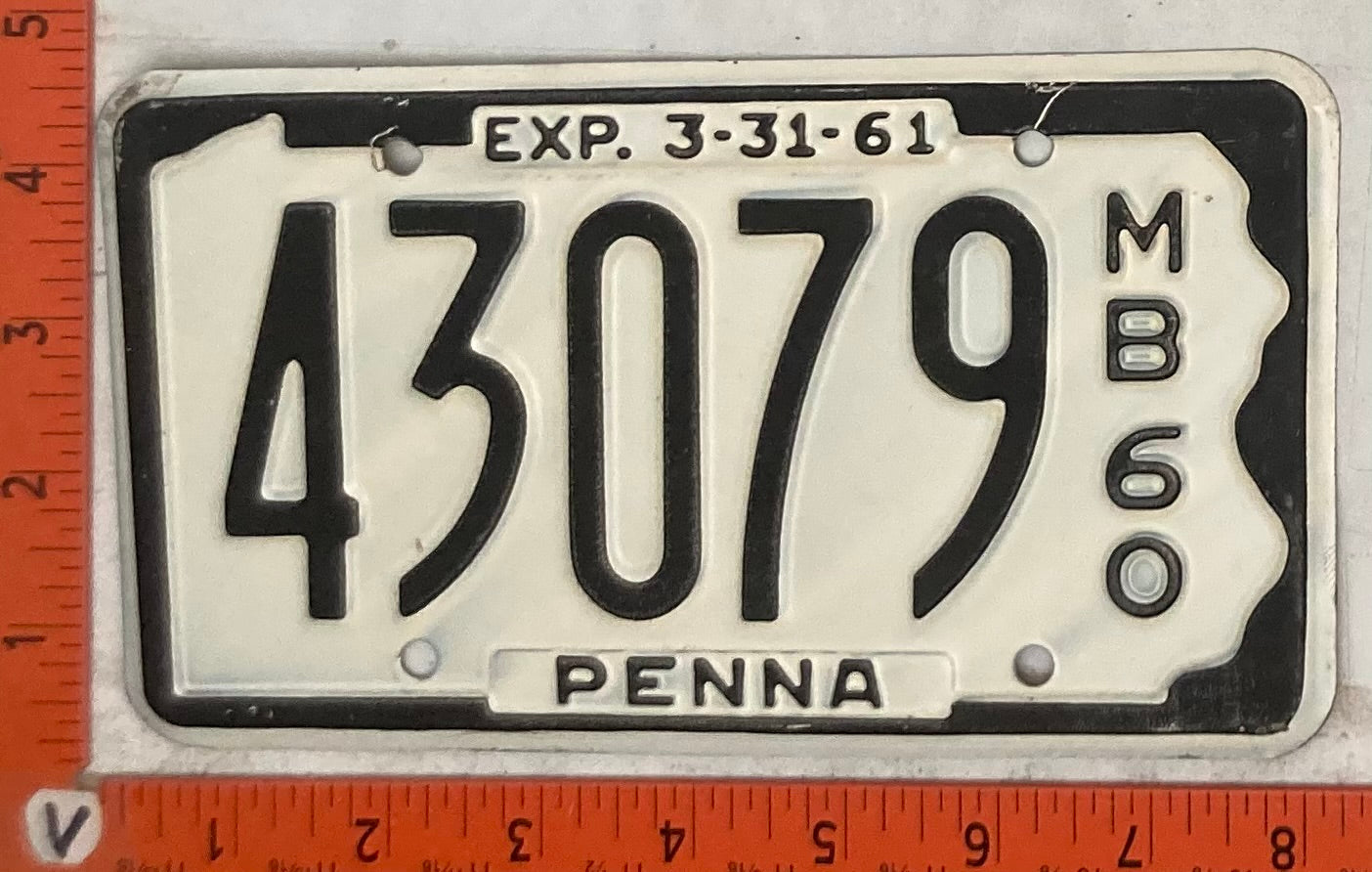 1960 Pennsylvania #43079 Motorboat License Plate