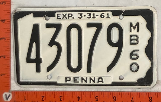 1960 Pennsylvania #43079 Motorboat License Plate