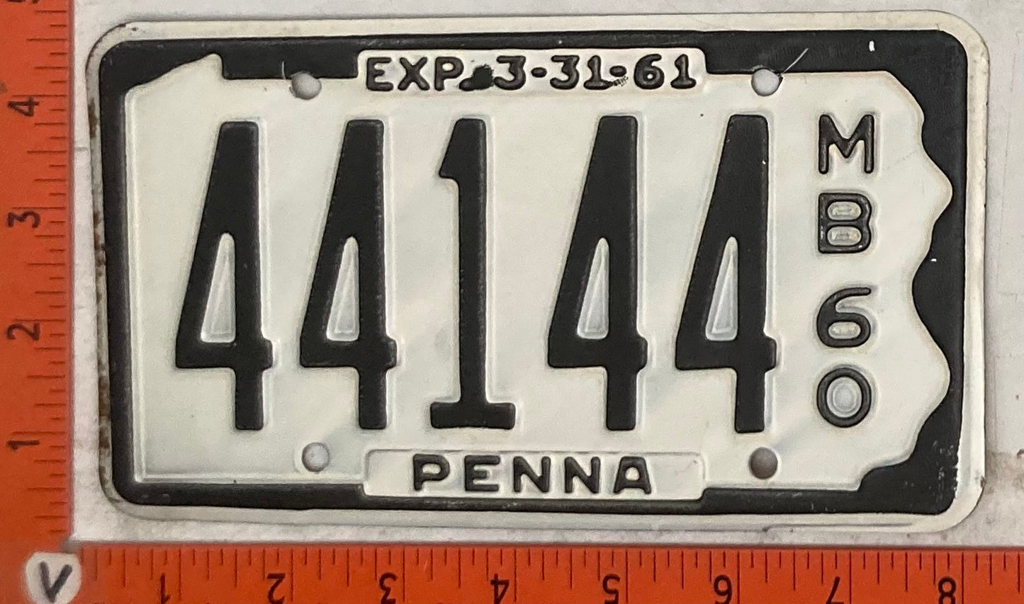 1960 Pennsylvania #44144 Motorboat License Plate
