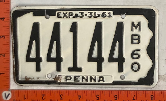 1960 Pennsylvania #44144 Motorboat License Plate