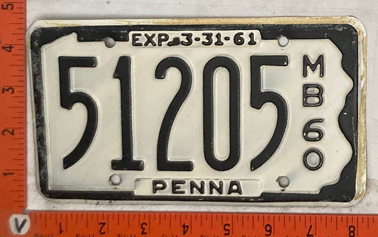 1960 Pennsylvania #51205 Motorboat License Plate