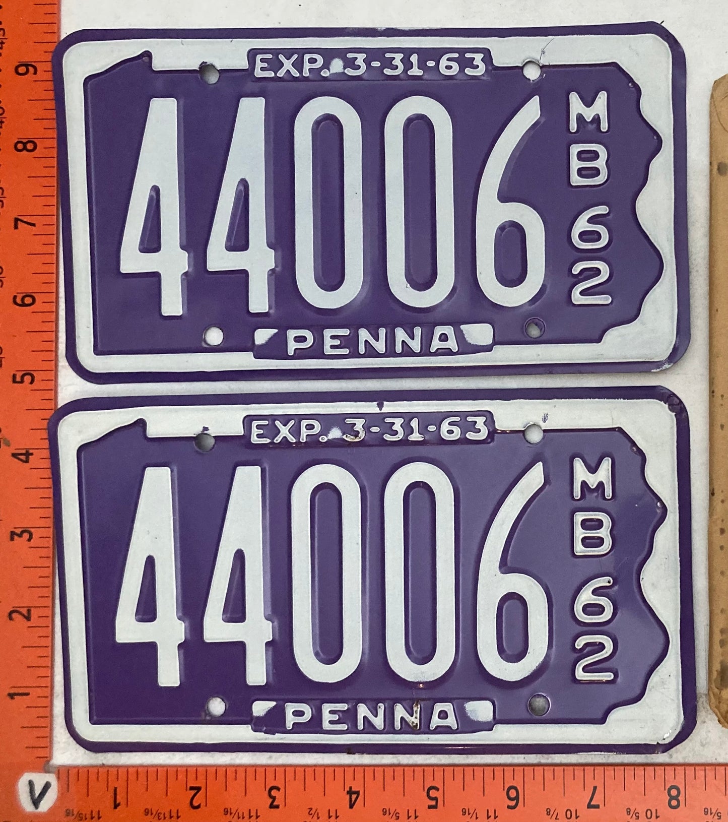 1962 Pennsylvania #44006 Motorboat License Plate (Pair with Envelope & Rules & Regulations Book)