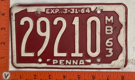 1963 Pennsylvania #29210 Motorboat License Plate