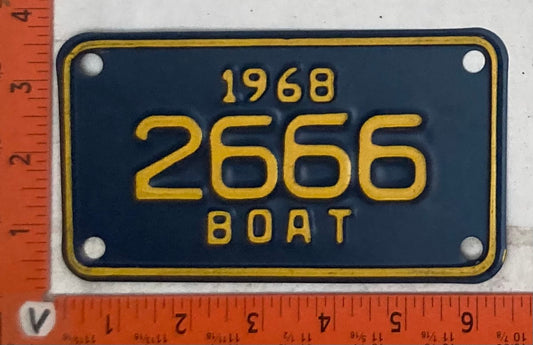 1968 Pennsylvania #2666 Motorboat License Plate