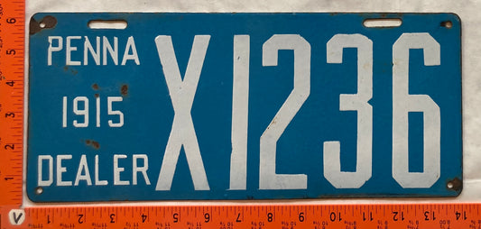1915 Pennsylvania #X1236 Dealer License Plate