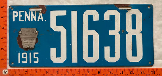1915 Pennsylvania #51638 Passenger License Plate