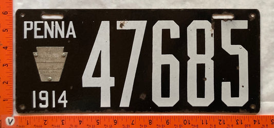 1914 Pennsylvania #47685 Passenger License Plate