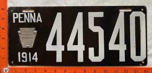 1914 Pennsylvania #44540 Passenger License Plate