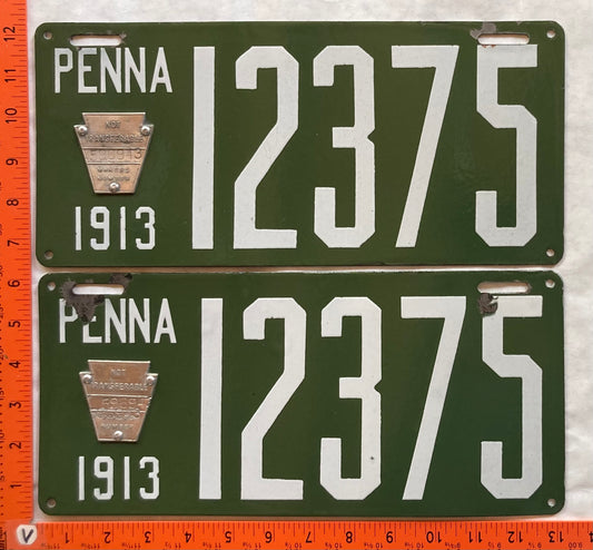1913 Pennsylvania #12375 Passenger License Plate (Pair)