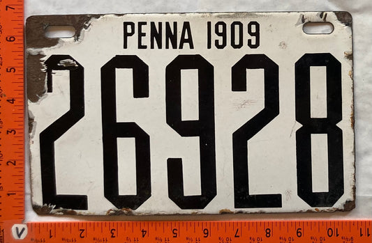 1909 Pennsylvania #26928 Passenger License Plate