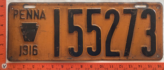 1916 Pennsylvania #155273 Passenger License Plate