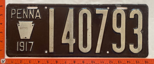1917 Pennsylvania #140793 Passenger License Plate